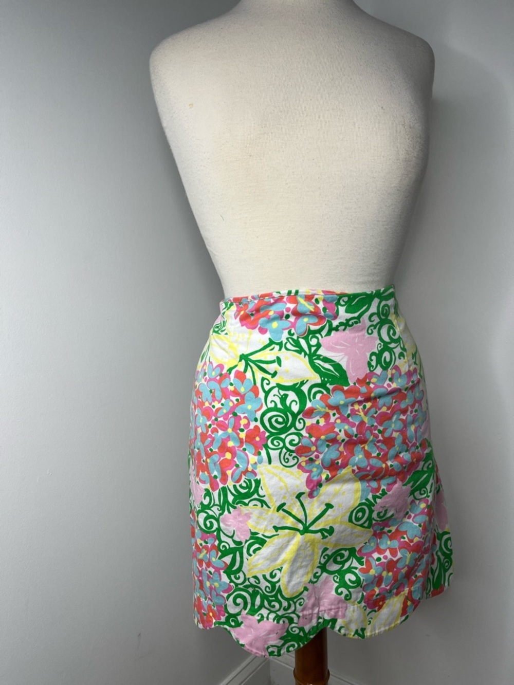 Lilly Pulitzer Pink, Green & Yellow Floral Skirt Sz 12